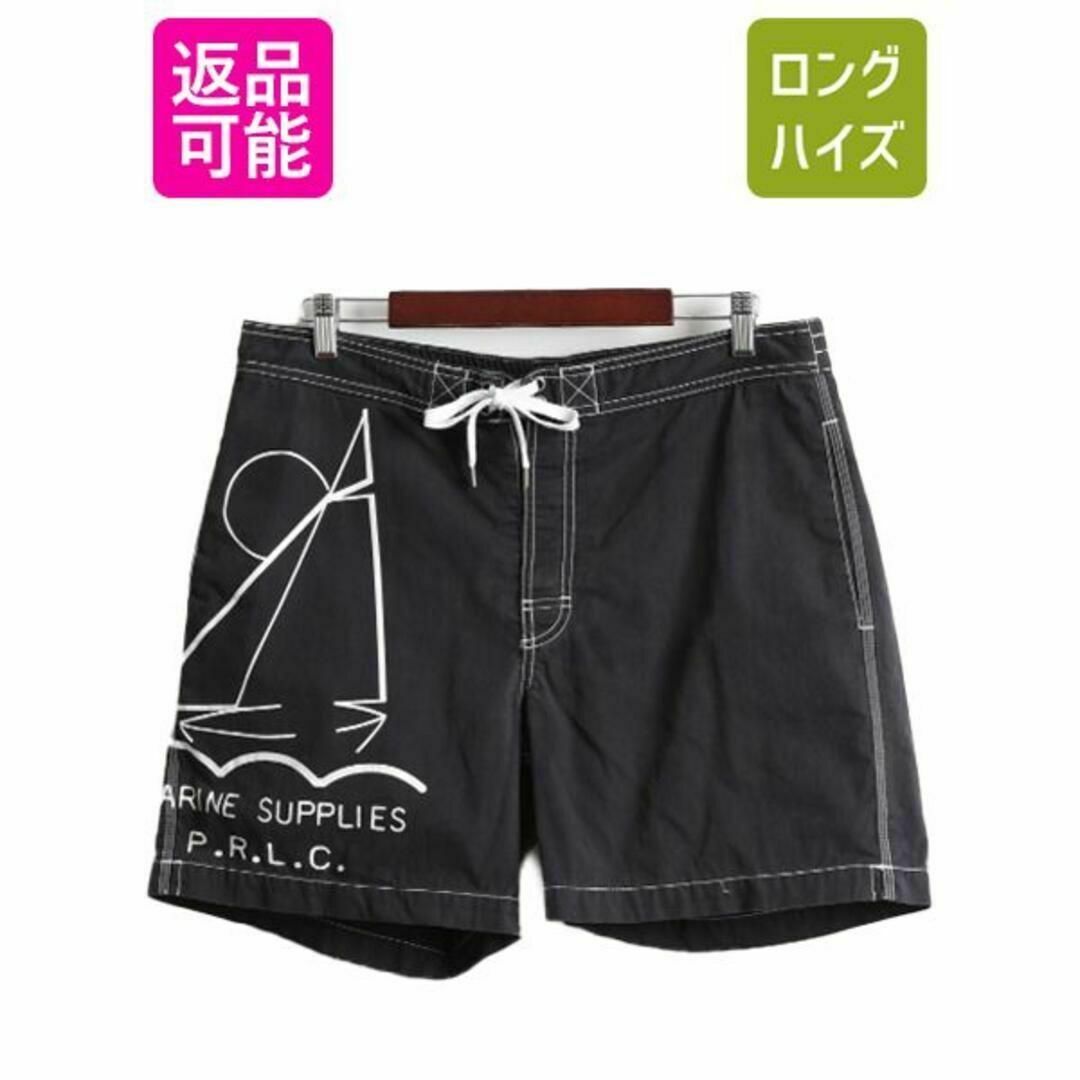 Ralph Lauren(ラルフローレン)のポロ ラルフローレン プリント ショートパンツ M スイム サーフ ショーツ 黒 メンズのパンツ(ショートパンツ)の商品写真