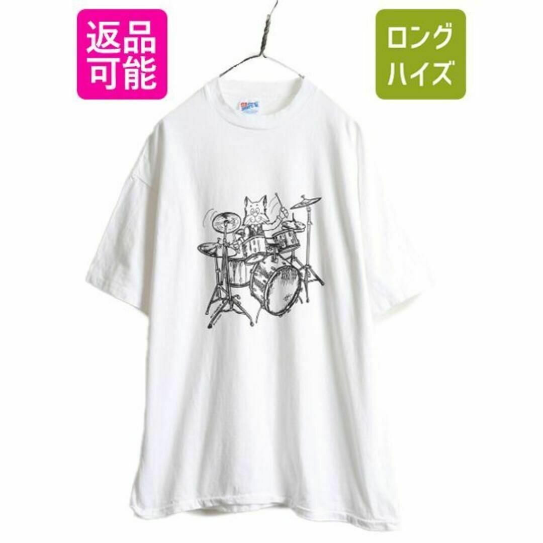 90s USA製 ネコ イラスト キャラクター プリントTシャツ XL オールド