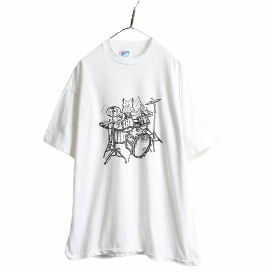 90s USA製 ネコ イラスト キャラクター プリントTシャツ XL オールド