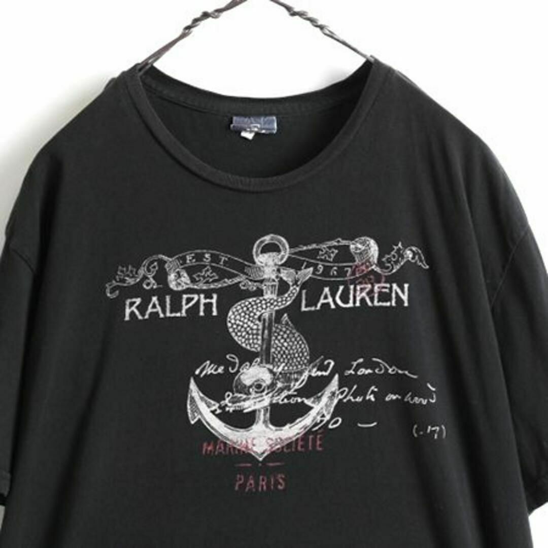 Ralph Lauren(ラルフローレン)のポロ ラルフローレン プリント Tシャツ L 黒 アンカー イラスト ロゴ メンズのトップス(Tシャツ/カットソー(半袖/袖なし))の商品写真