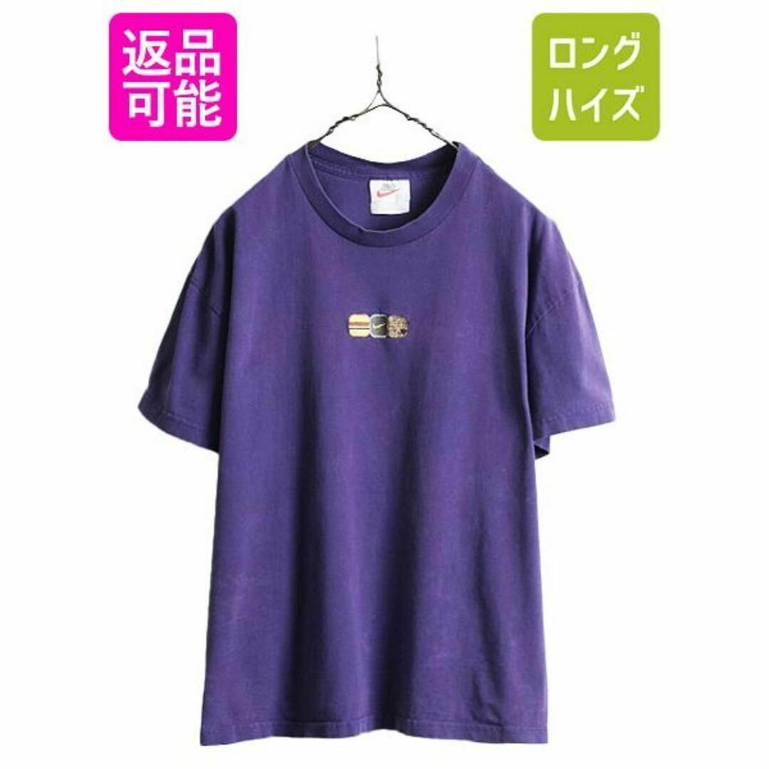 90s USA製 ナイキ センター スモール スウッシュ 半袖Tシャツ XL 紫