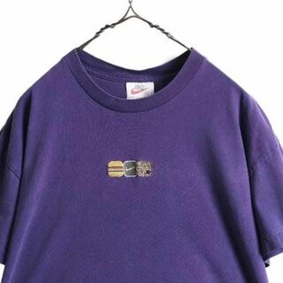 90s USA製 ナイキ センター スモール スウッシュ 半袖Tシャツ XL 紫