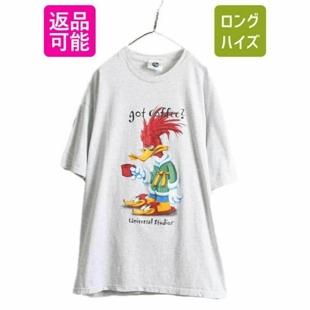 90s ウッドペッカー プリント 半袖 Tシャツ XXL キャラクター 灰