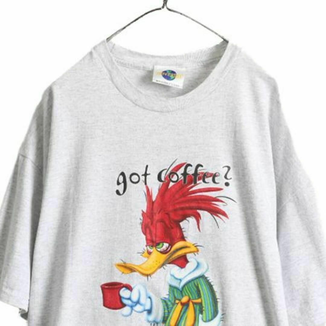 90s ウッドペッカー プリント 半袖 Tシャツ XXL キャラクター 灰 2