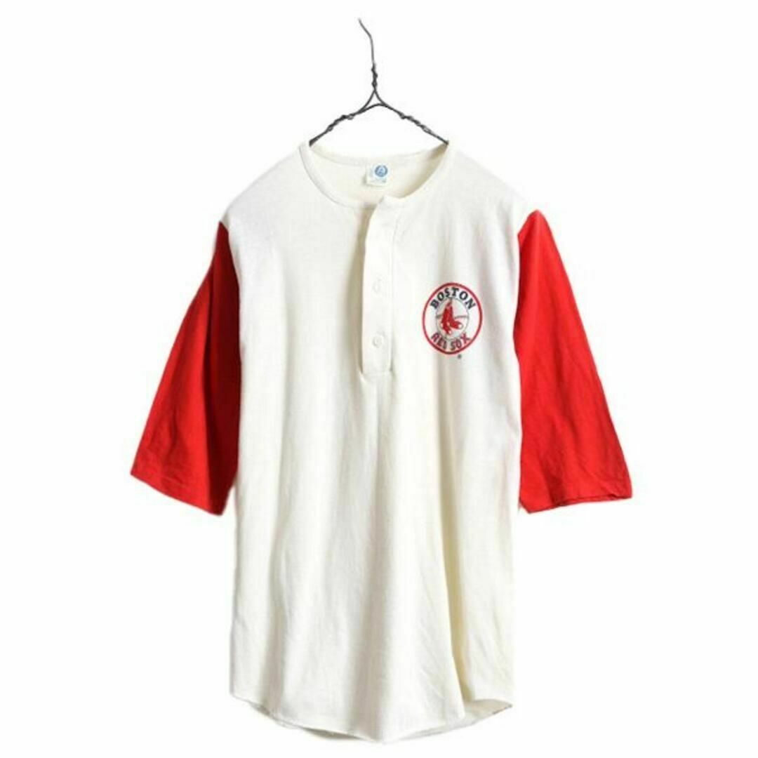 80s レッドソックス 染み込み プリント ヘンリーネック ベース 80s レッドソックス 染み込み プリント ヘンリーネック ベース