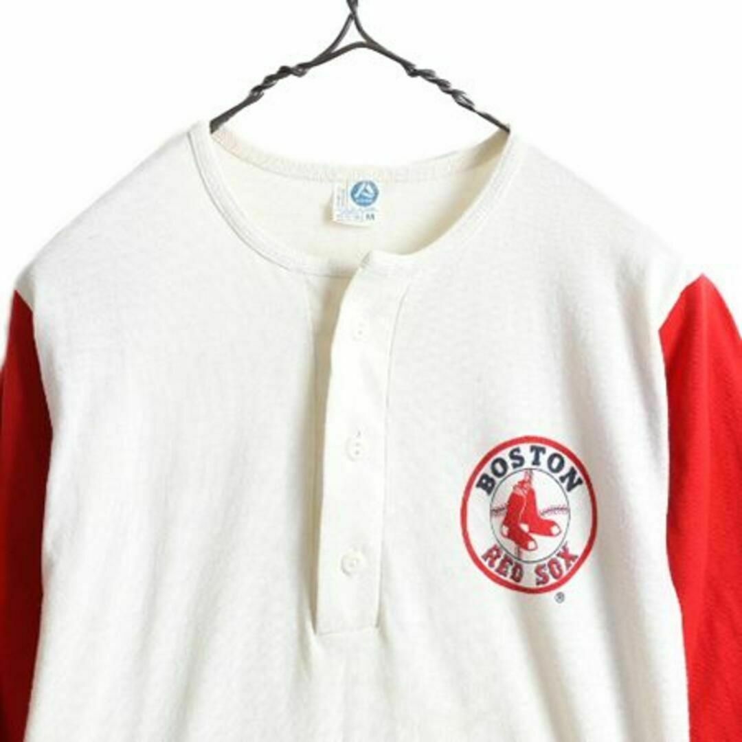 80s レッドソックス 染み込み プリント ヘンリーネック ベース 80s レッドソックス 染み込み プリント ヘンリーネック ベース