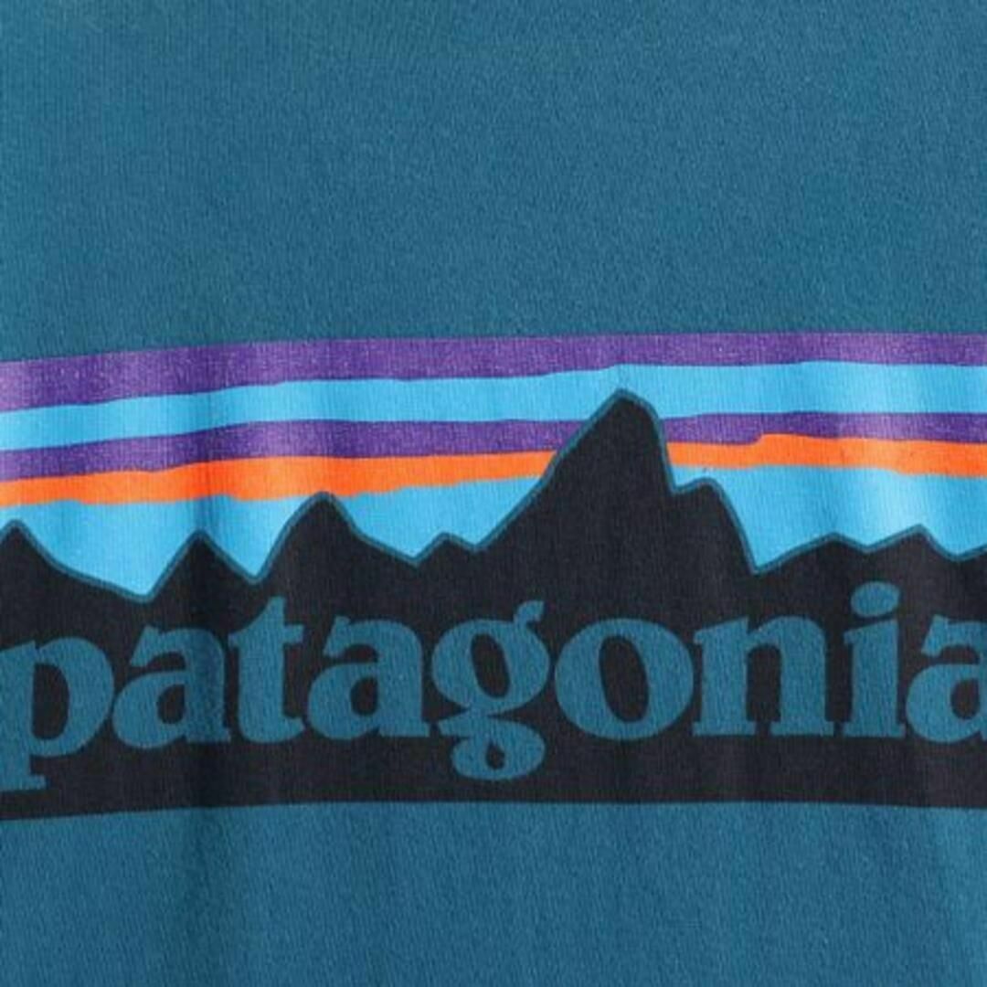 パタゴニア プリント Tシャツ S アウトドア ボックスロゴ フィッツロイ 緑青