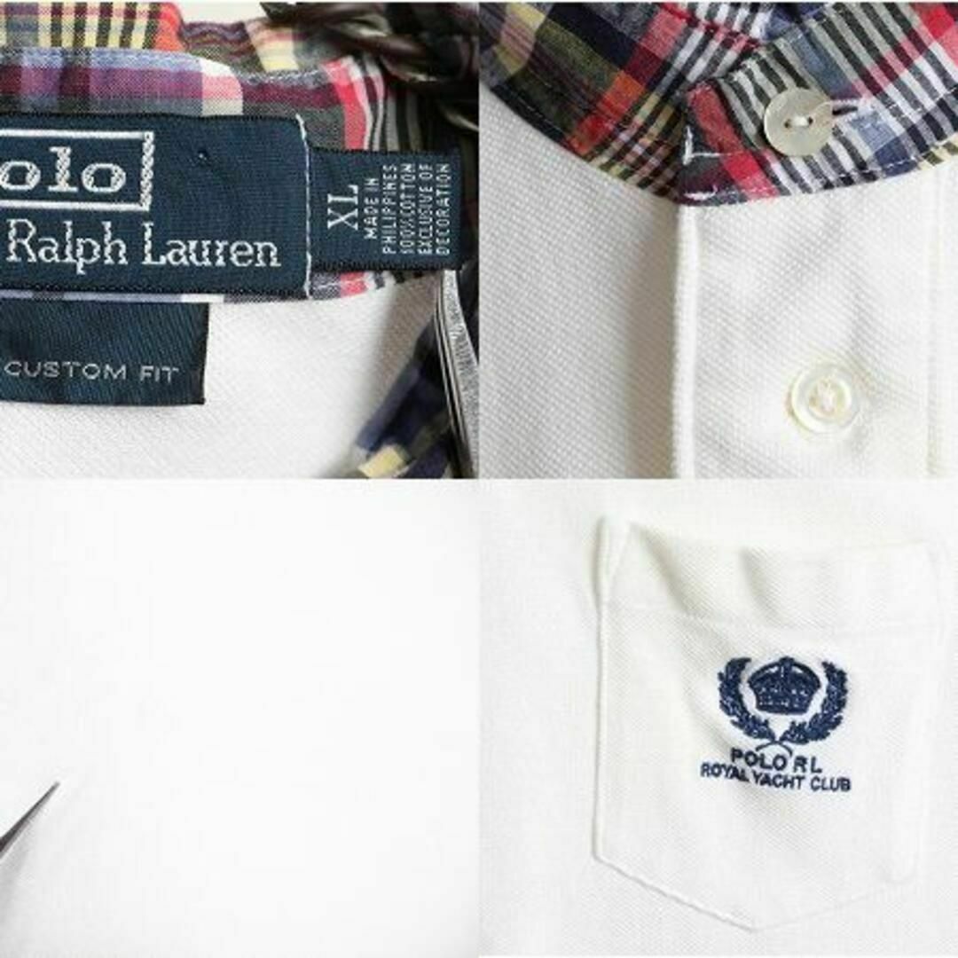 Ralph Lauren(ラルフローレン)のポロ ラルフローレン 鹿の子 半袖 ポロシャツ メンズ XL 白 ポケット付き メンズのトップス(ポロシャツ)の商品写真