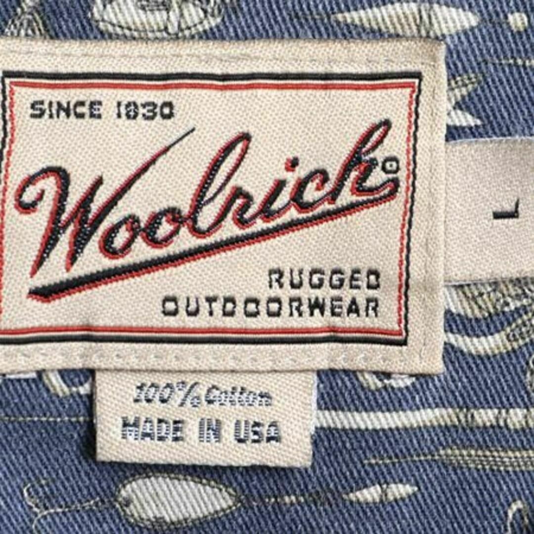 WOOLRICH(ウールリッチ)の90s USA製 ウールリッチ フィッシング 総柄 半袖 シャツ L アウトドア メンズのトップス(シャツ)の商品写真