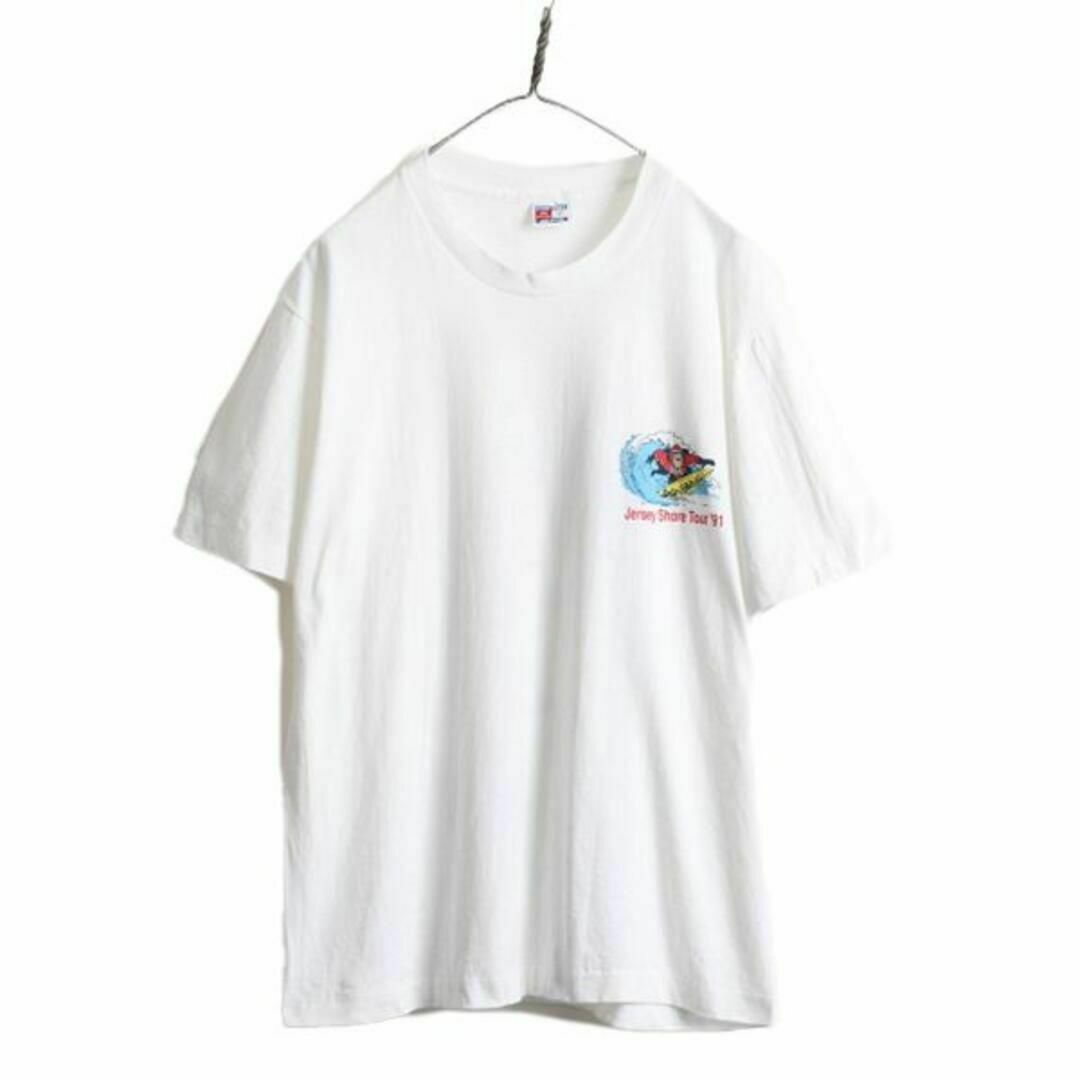 90s バドワイザー キャラクター イラスト プリント Tシャツ XL 企業 白-
