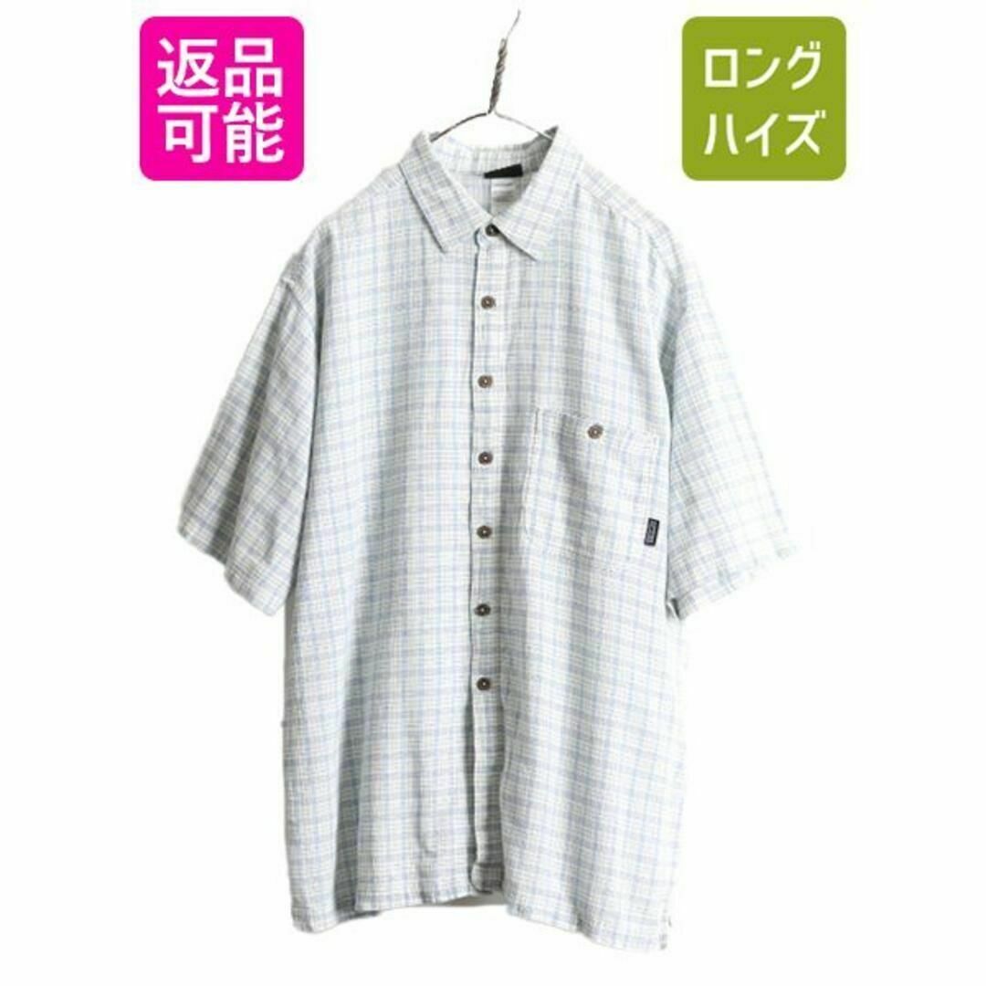 パタゴニア チェック 半袖 A/Cシャツ XL アウトドア ポケット付 ボックス