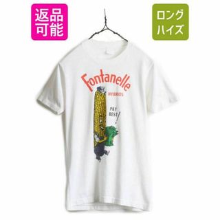 70s 80s 企業 キャラクター プリント Tシャツ XS 白 イラスト(Tシャツ(半袖/袖なし))