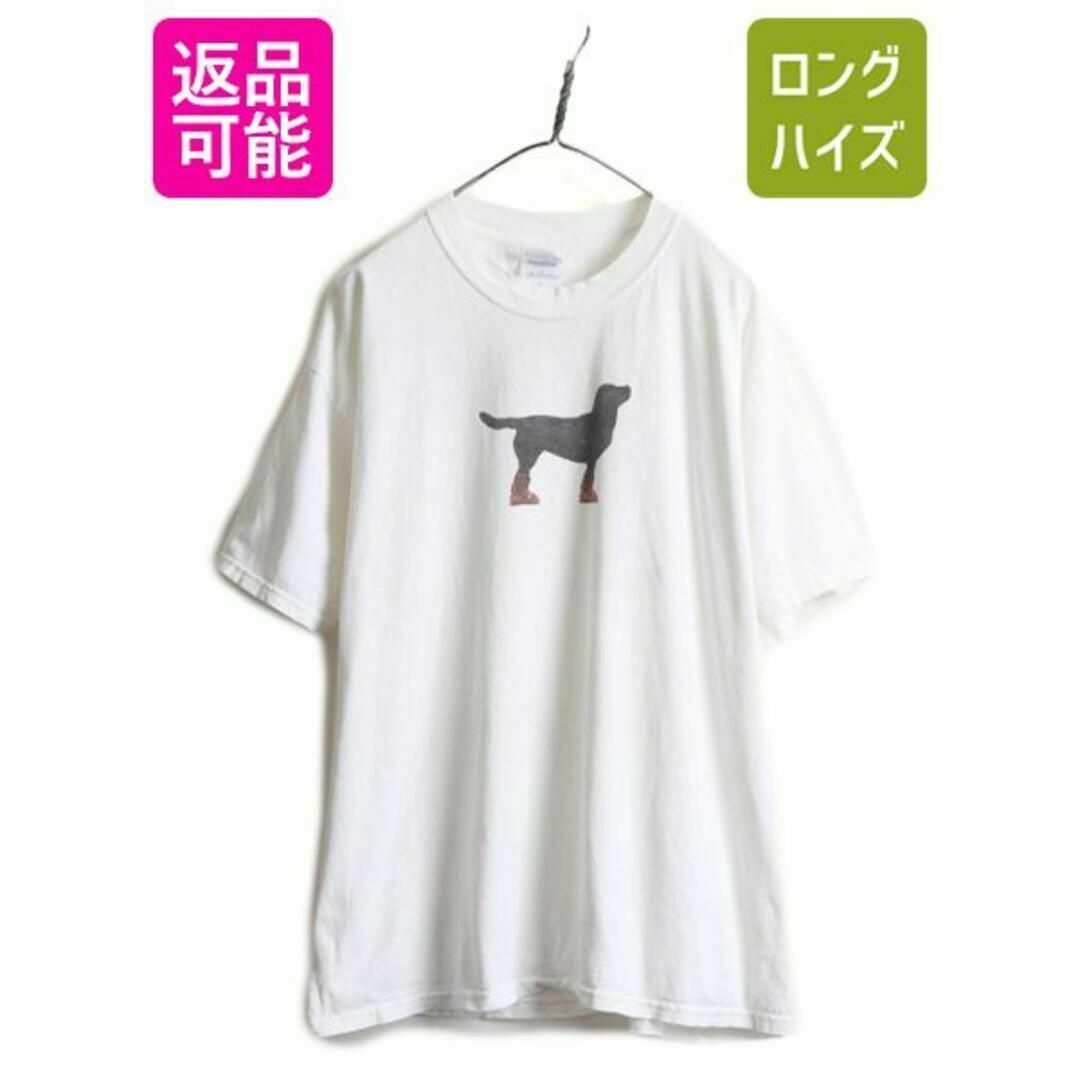 00s 企業物 ドッグ イラストプリント Tシャツ XL 企業 白 当時物 犬トップス