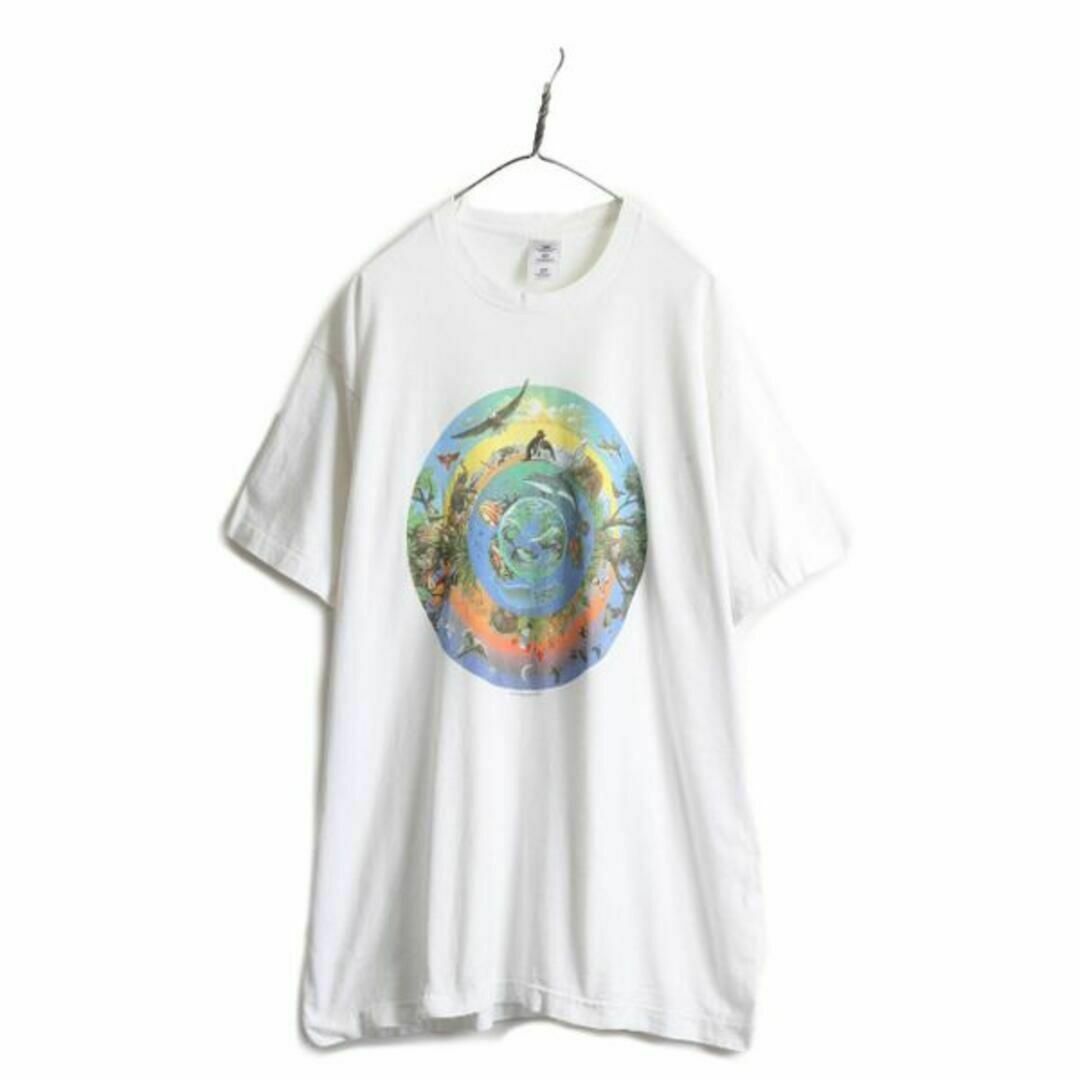 90s USA製 アニマル アート イラストプリント Tシャツ XXL 動物 魚