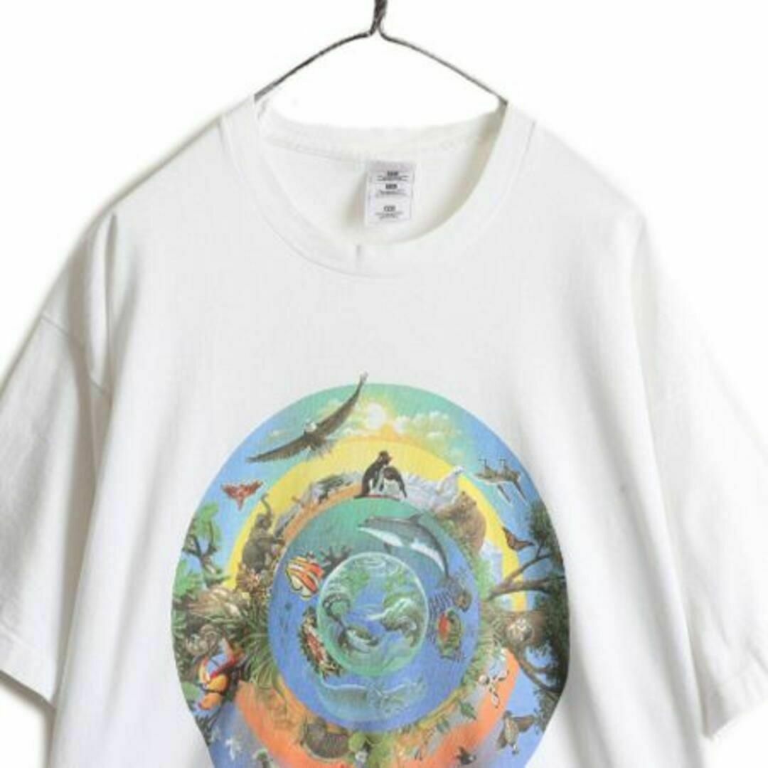 90s USA製 アニマル アート イラストプリント Tシャツ XXL 動物 魚