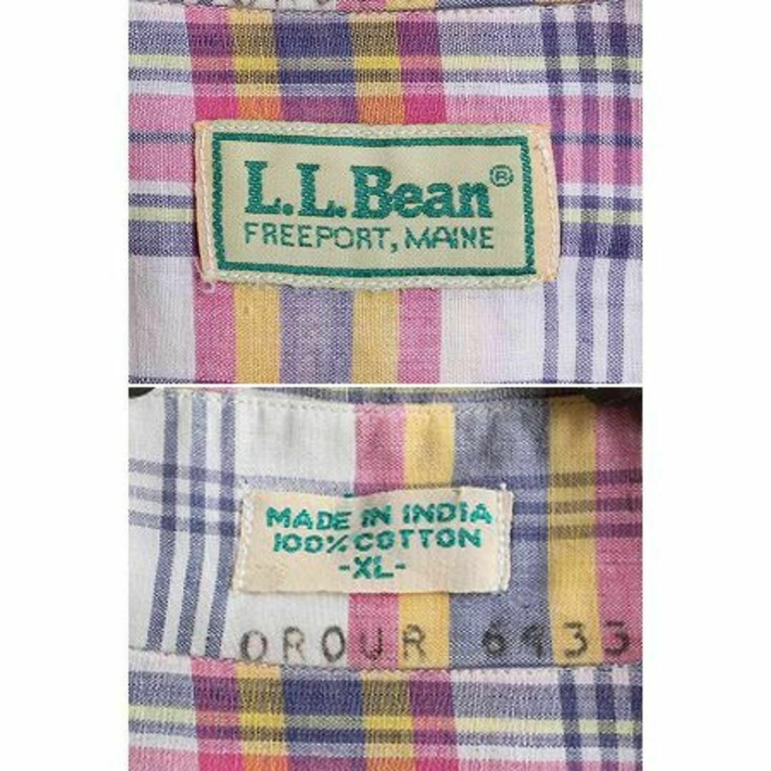 L.L.Bean(エルエルビーン)の80s エルエルビーン マドラスチェック 半袖 ボタンダウン シャツ XL L程 メンズのトップス(シャツ)の商品写真