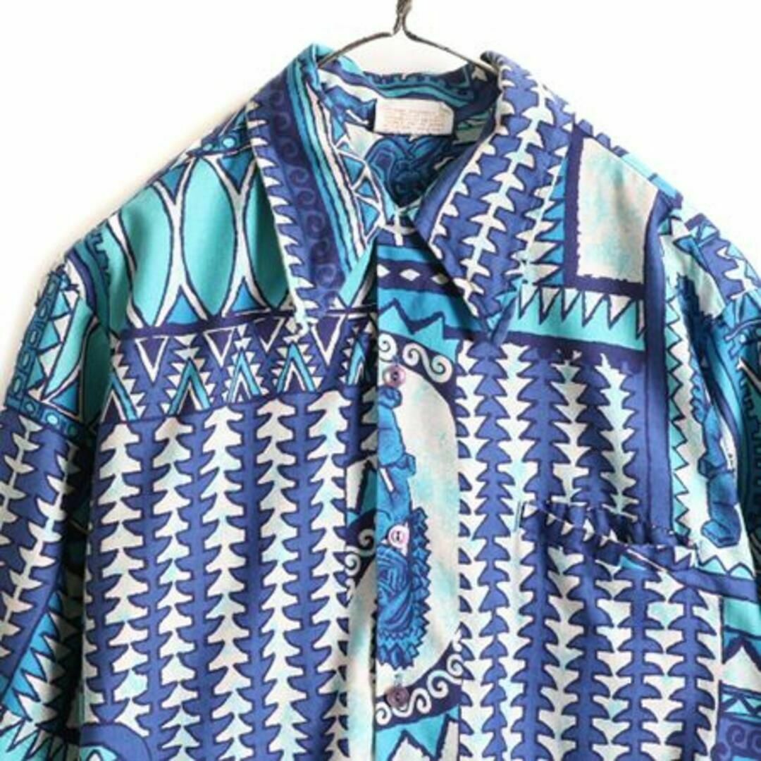 70s ベアフットインパラダイス 総柄 オープンカラー アロハシャツ M 開襟 メンズのトップス(シャツ)の商品写真