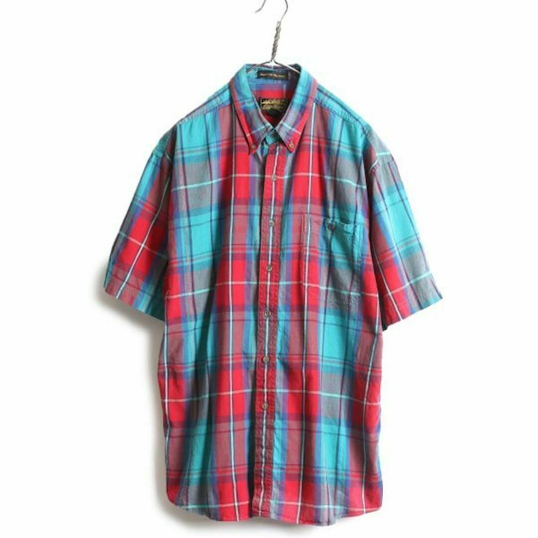 \半額SALE/ 80s ボタンダウン 半袖 チェック マドラス エディーバウアー 男性用