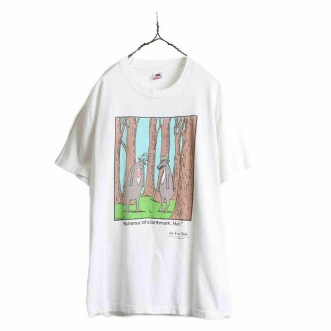 80s ジョーク イラスト プリント Tシャツ L アニマル アート 当時物 白Tシャツ/カットソー(半袖/袖なし)