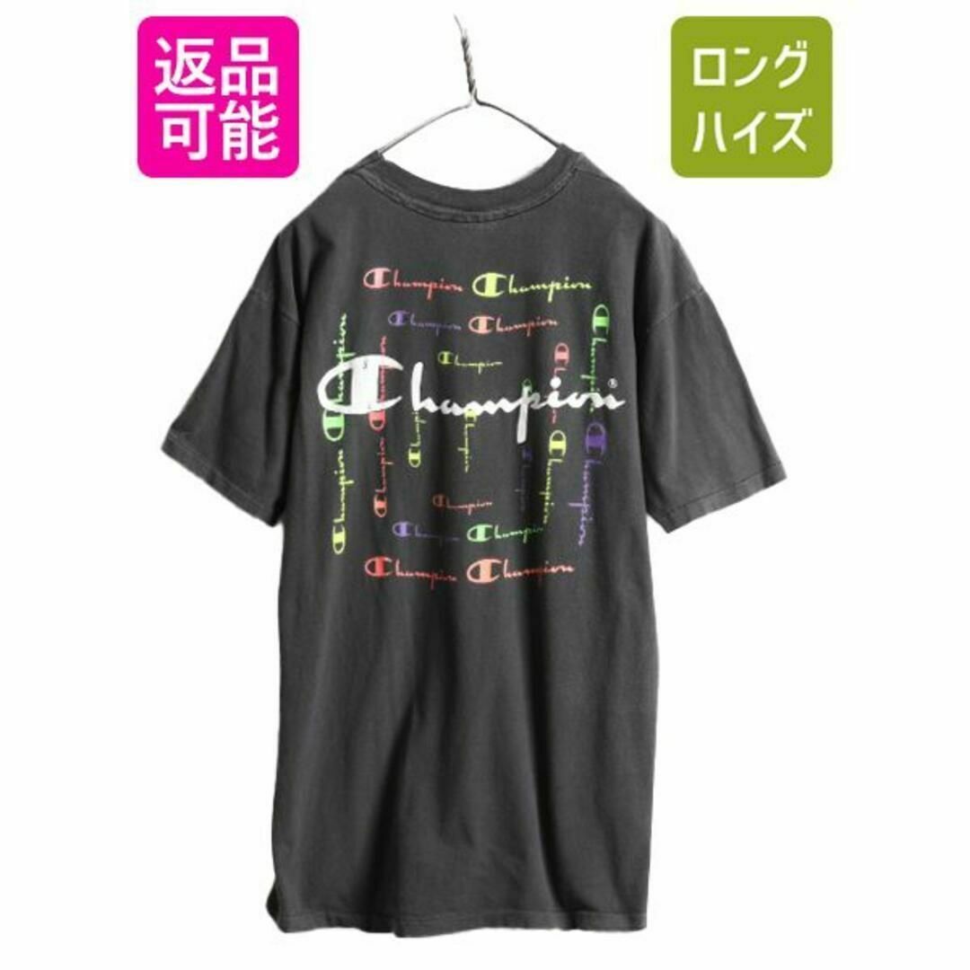 90s チャンピオン 両面 プリント Tシャツ XL ヘビーウェイト ロゴT 黒