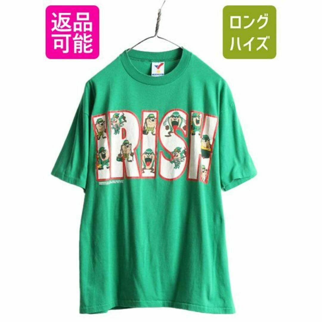 90s ワーナー タズマニアンデビル プリント Tシャツ L キャラクター 緑
