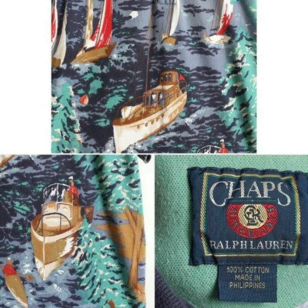 Ralph Lauren(ラルフローレン)の80s チャップス ラルフローレン 総柄 ポロシャツ XL アロハ柄 セーリング メンズのトップス(ポロシャツ)の商品写真