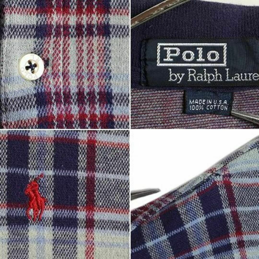 Ralph Lauren(ラルフローレン)の90s USA製 ポロ ラルフローレン チェック 半袖 ポロシャツ M オールド メンズのトップス(ポロシャツ)の商品写真