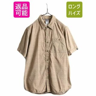 ザノースフェイス(THE NORTH FACE)のノースフェイス 総柄 半袖 シャツ S 茶 アウトドア 抜染 薄手 ポケット付き(シャツ)