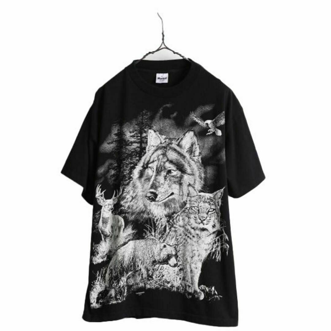 未使用 90s USA製 アート イラスト プリント Tシャツ XL アニマル