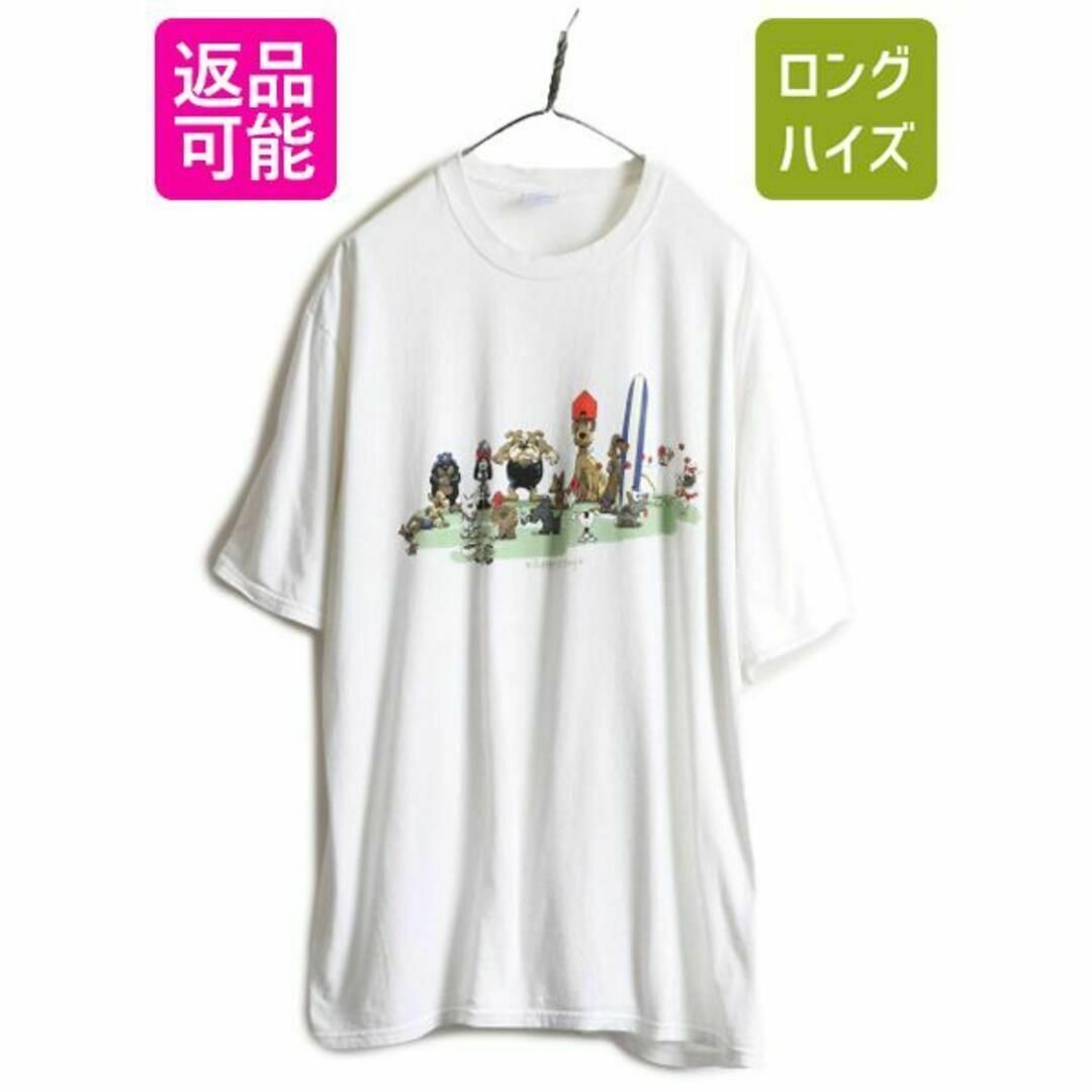 トップス00s Crazy Shirt ドッグ イラスト 3面 プリント Tシャツ XL