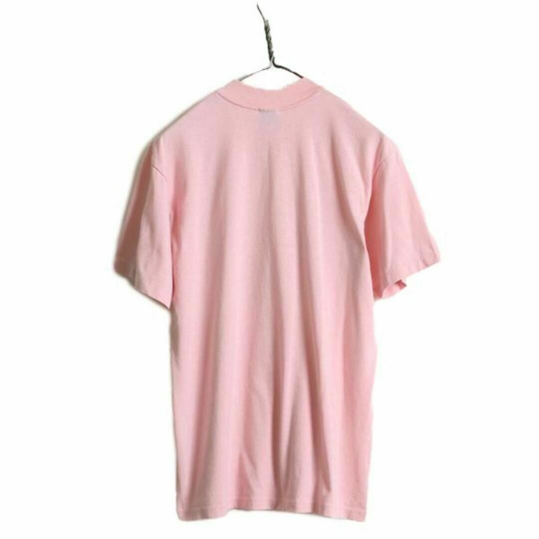 80s USA製 ジョーク メッセージ プリント Tシャツ L ピンク イラスト 6