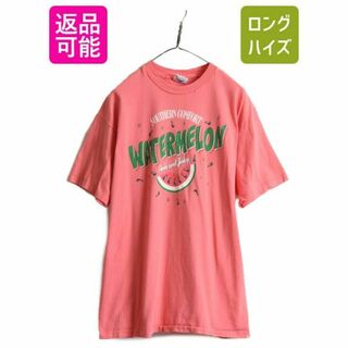 90s 企業 イラスト プリントTシャツ XL 当時物 酒 グラフィック ピンク(Tシャツ/カットソー(半袖/袖なし))