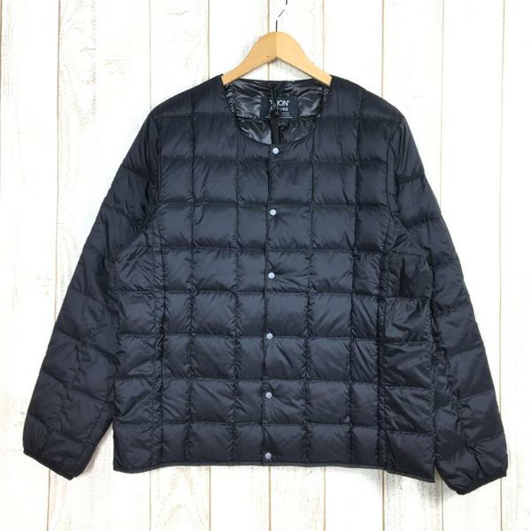 MENs XL  タイオン TAION ベーシック クルーネックボタン インナーダウンジャケット ブラック系68cm肩幅