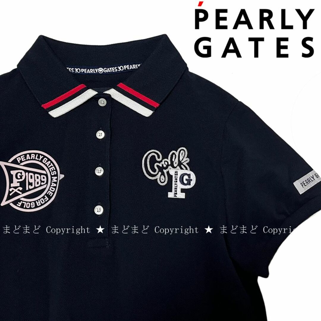 【予約中！】 1 ポロシャツ 半袖 30周年 パーリーゲイツ 紺 GATES PEARLY ウエア