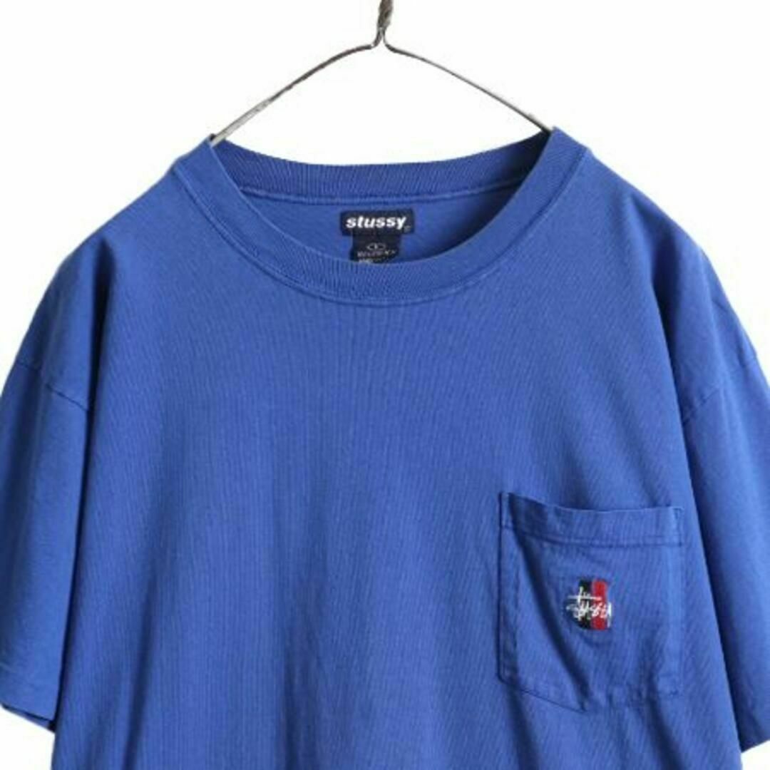 トップス90s STUSSY ポケット付き Tシャツ L 紺タグ オールド スケート