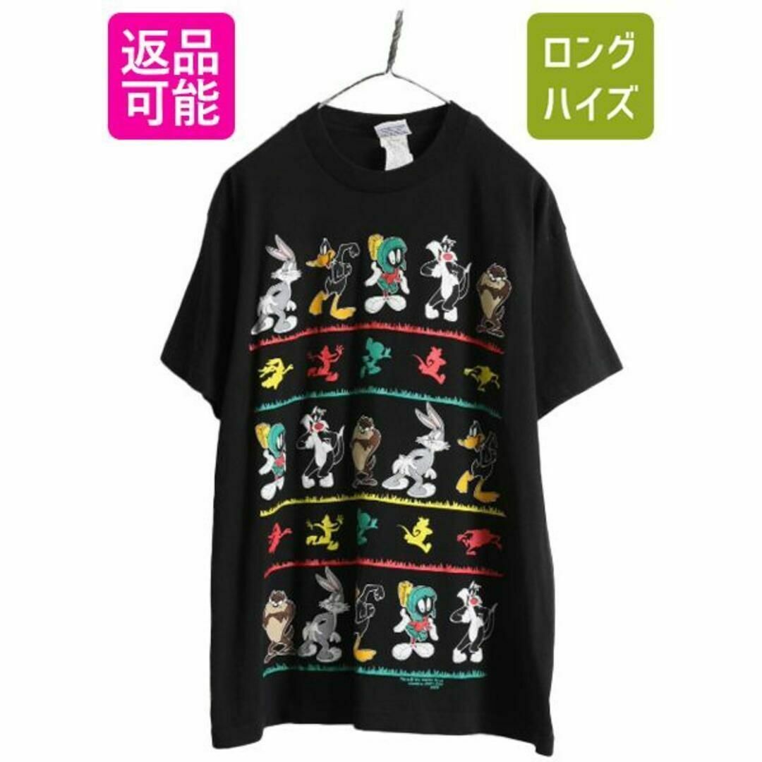 90s USA製 ワーナー ルーニー テューンズ プリント Tシャツ L 黒