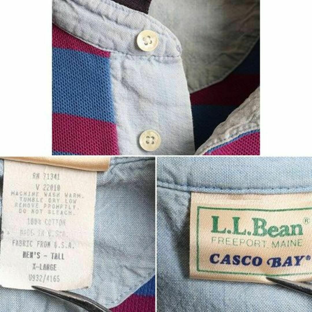 L.L.Bean(エルエルビーン)の80s 90s エルエルビーン ボーダー 鹿の子 半袖 ポロシャツ XL  メンズのトップス(ポロシャツ)の商品写真