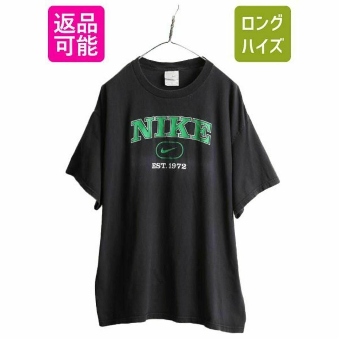 00s ナイキ ロゴ プリント Tシャツ XL 黒 スウッシュ ヘビーウェイトトップス