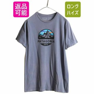 パタゴニア(patagonia)のパタゴニア プリント Tシャツ M アウトドア イラスト グラフィック 青灰(Tシャツ/カットソー(半袖/袖なし))