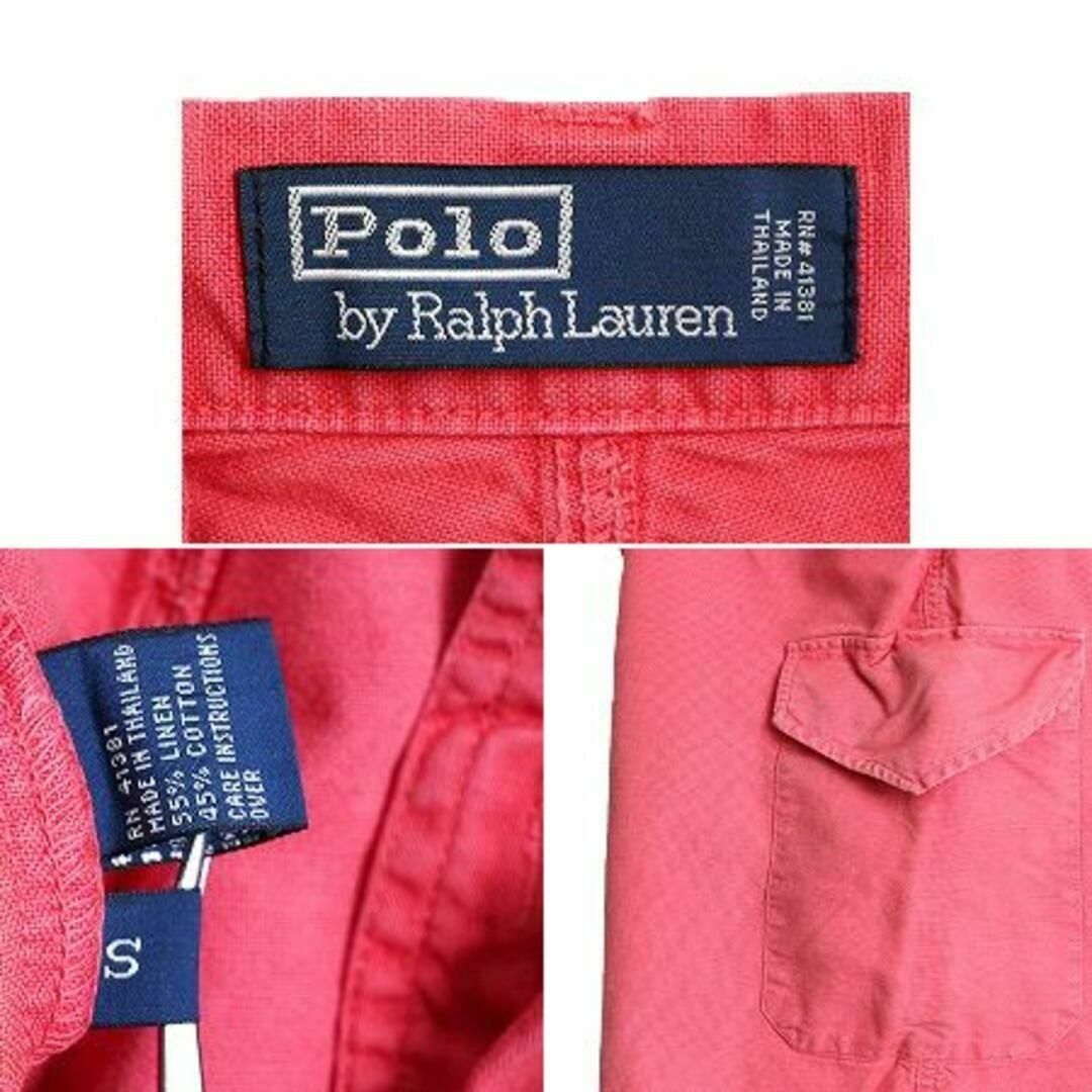 Ralph Lauren(ラルフローレン)の90s ポロ ラルフローレン コットンリネン カーゴ ショートパンツ S ピンク メンズのパンツ(ショートパンツ)の商品写真