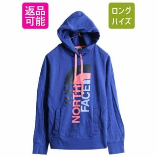 ザノースフェイス(THE NORTH FACE)のノースフェイス ロゴ プリント スウェット パーカー S 青 アウトドア 裏起毛(パーカー)