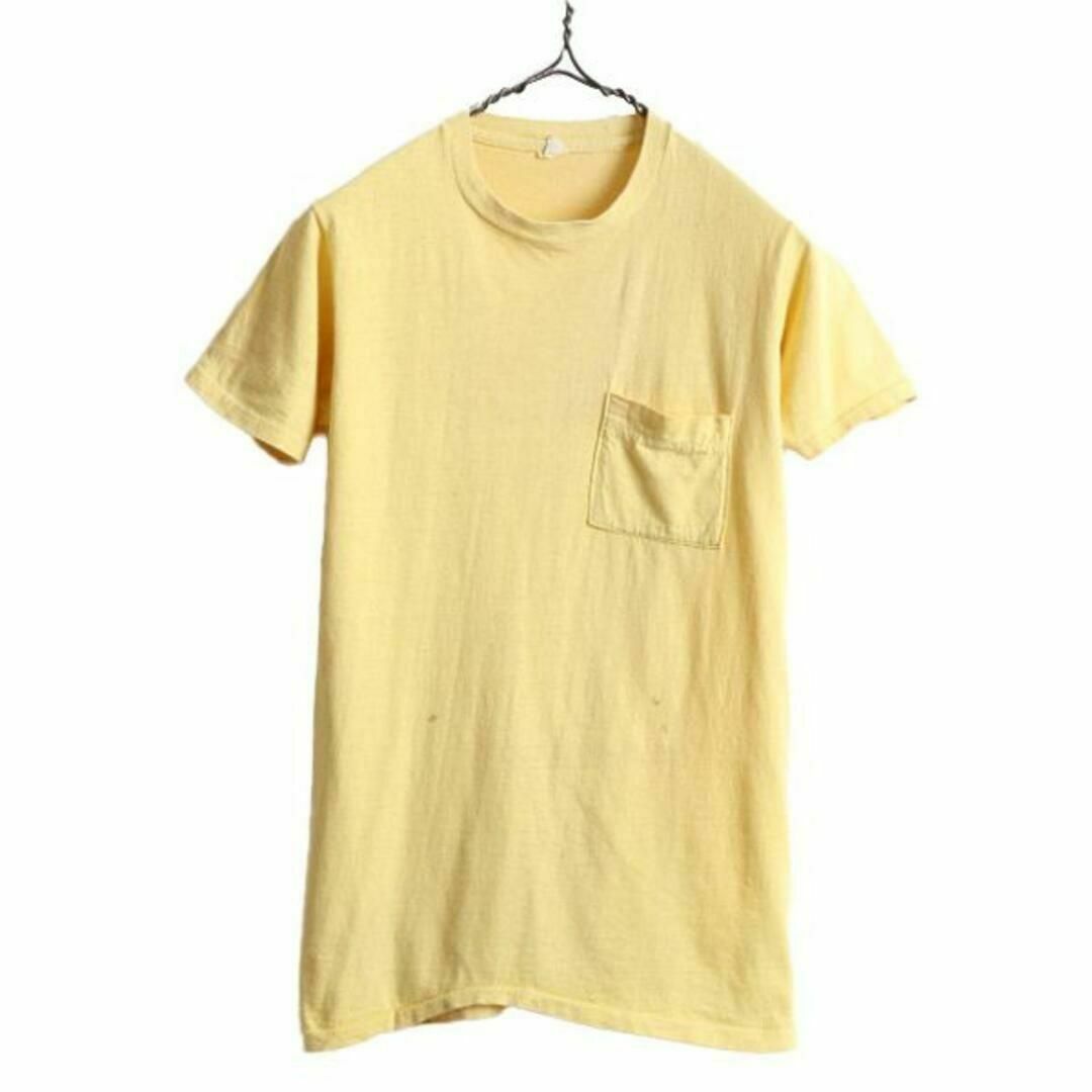 70s 80s ポケット付き Tシャツ XS ポケT 無地 シングルステッチ 耳 メンズのトップス(Tシャツ/カットソー(半袖/袖なし))の商品写真