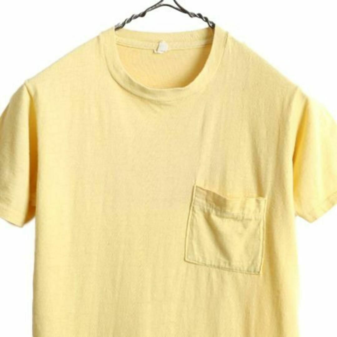 70s 80s ポケット付き Tシャツ XS ポケT 無地 シングルステッチ 耳 メンズのトップス(Tシャツ/カットソー(半袖/袖なし))の商品写真