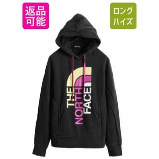 ザノースフェイス(THE NORTH FACE)のノースフェイス ロゴ プリント スウェット パーカー S アウトドア 裏起毛 黒(パーカー)