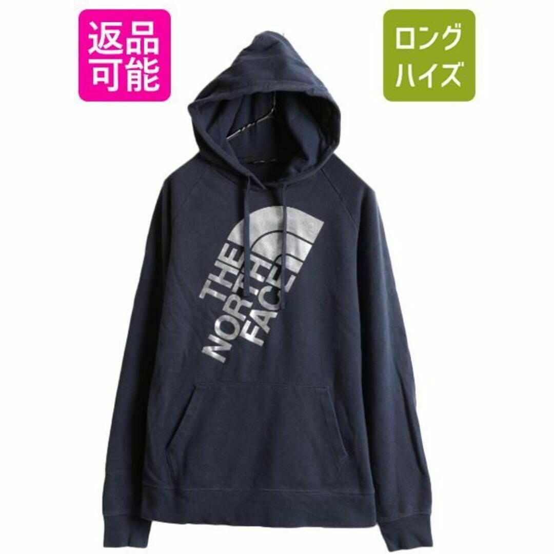 THE NORTH FACE(ザノースフェイス)のノースフェイス プリント スウェット フードパーカー L 紺 トレーナー 裏起毛 レディースのトップス(パーカー)の商品写真