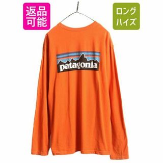 パタゴニア(patagonia)のパタゴニア プリント 長袖 Tシャツ L ロンT オレンジ 企業物 アウトドア(Tシャツ/カットソー(七分/長袖))