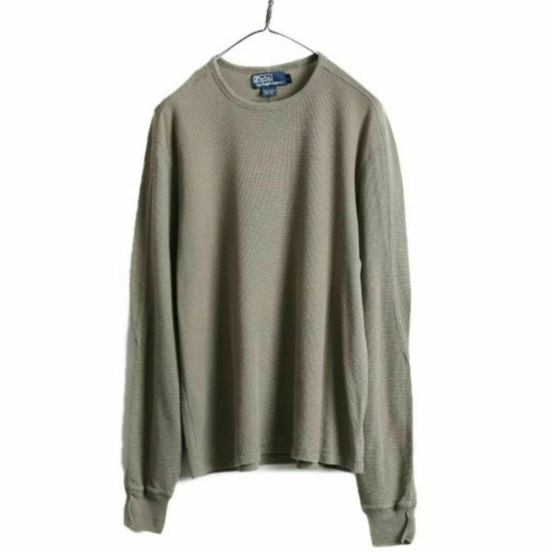 ポロ ラルフローレン コットン サーマル 長袖 Tシャツ L オリーブ ワッフル