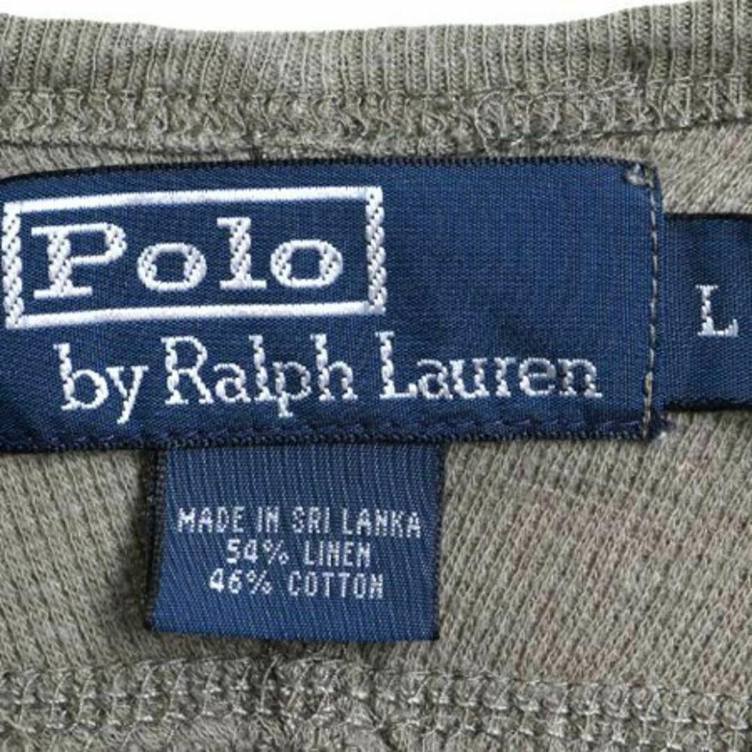 ポロ ラルフローレン コットン サーマル 長袖 Tシャツ L オリーブ ワッフル