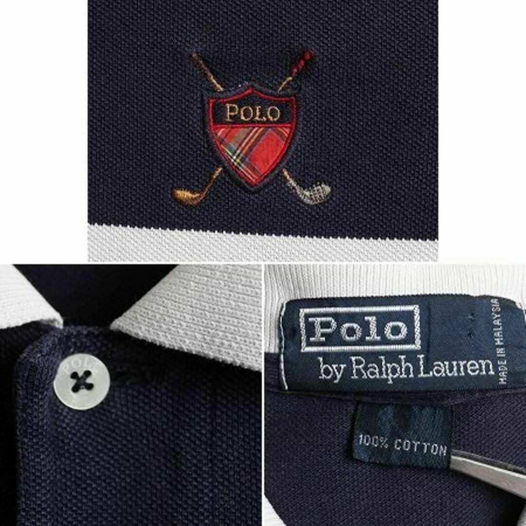 日本正規取扱商品 90s 初期 ポロ ゴルフ ラルフローレン ボーダー 鹿の子 半袖ポロシャツ L