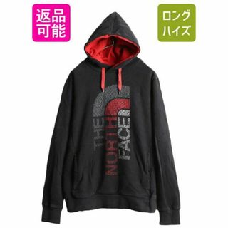 ザノースフェイス(THE NORTH FACE)のノースフェイス プリント スウェット パーカー S 2トーン プルオーバー 黒(パーカー)